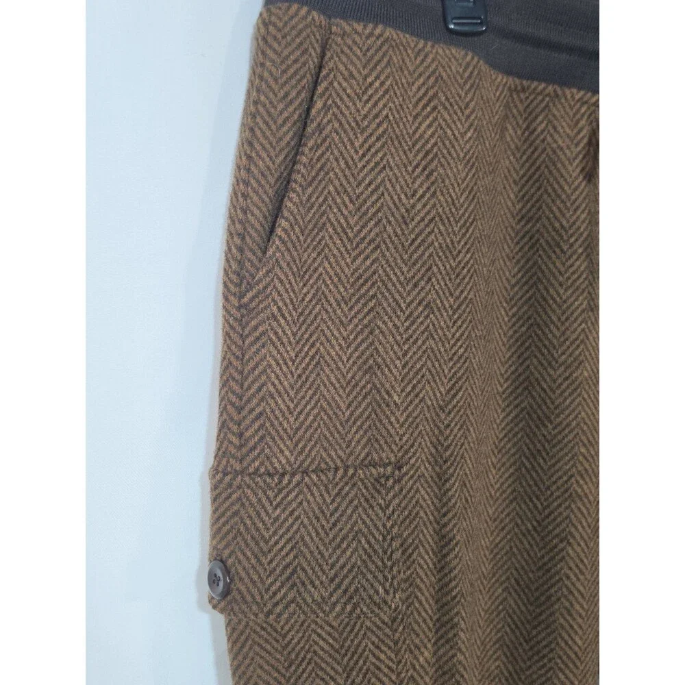 Banana Republic Mens XL Wool Blend Twill Cargo Jogger Pants Dark Spiced Rum EUC